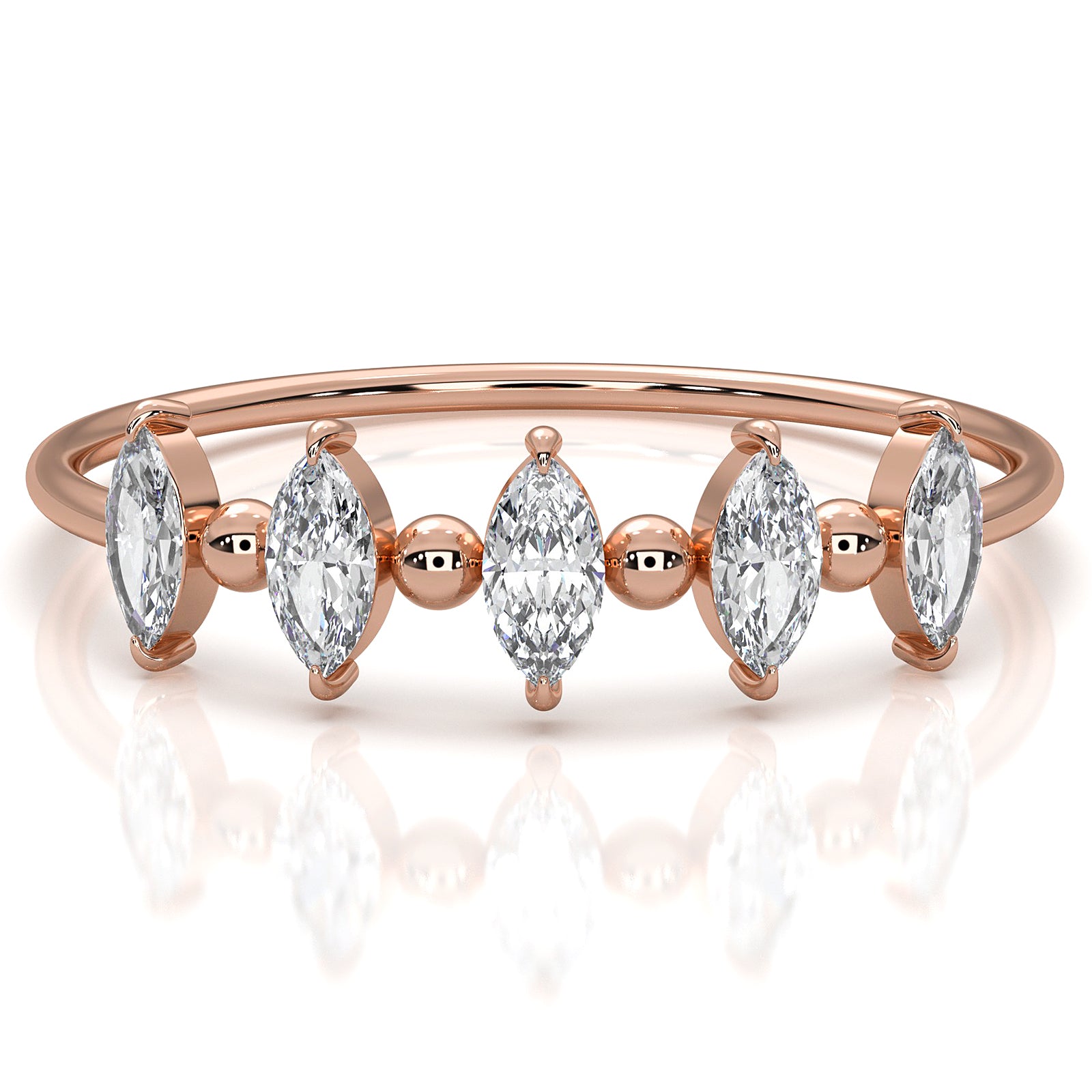 Prong Set Marquise Shape Lab Diamond Designer Ring 0.26ctw.